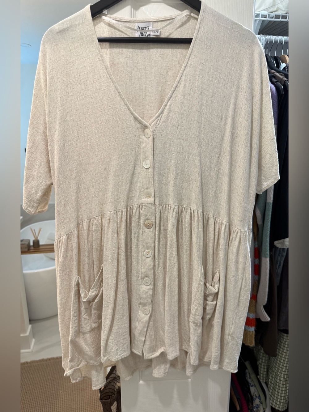 Princess Polly Cream Button-Front Babydoll Dress